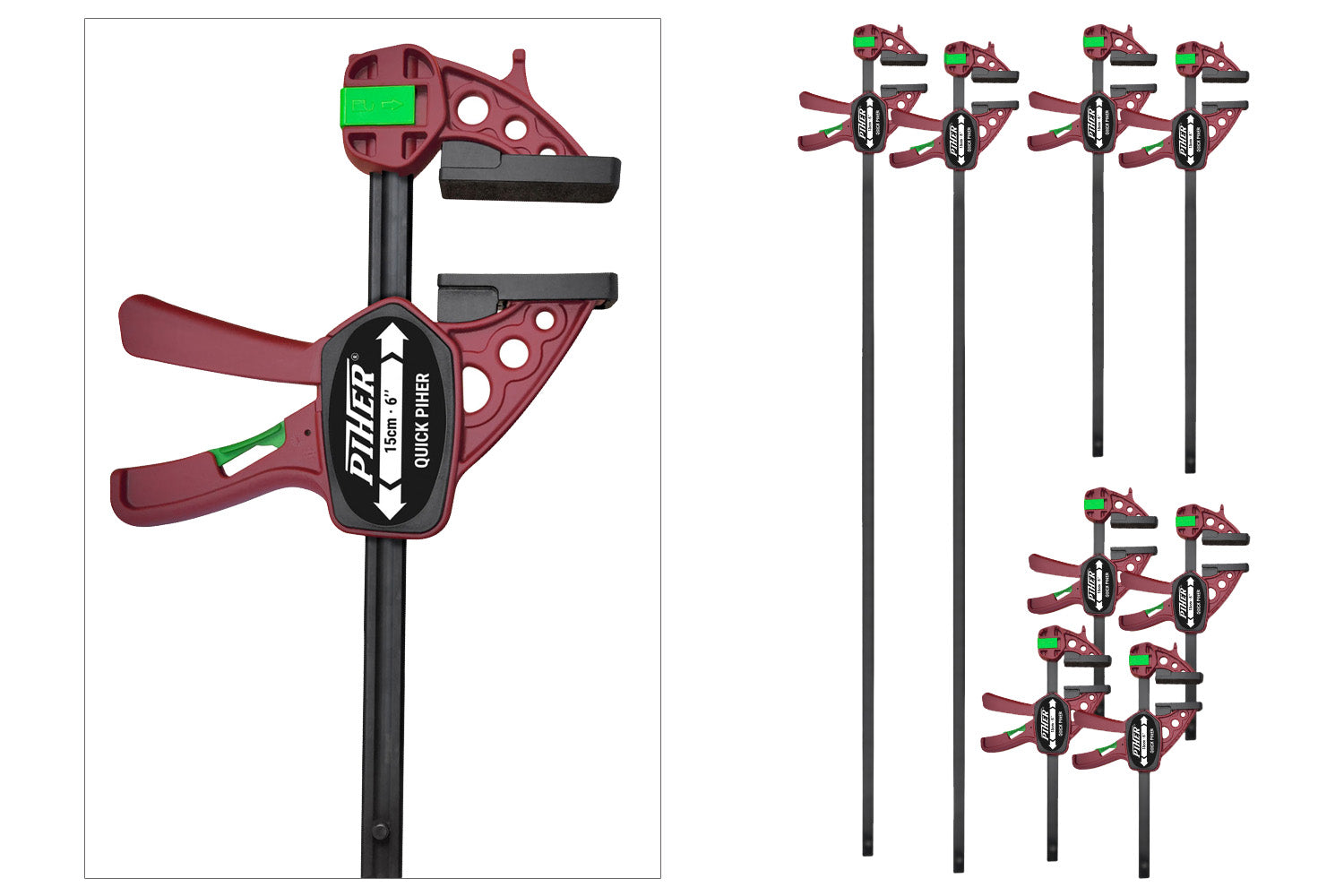8 morsetti monouso PIHER® Quick Extra in set (4 x 15 / 2 x 30 / 2 x 60 cm) per lavorare in modo flessibile